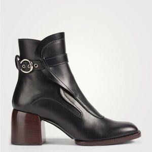 Chloe Gaile Black Leather Ankle Boot with Block Heel